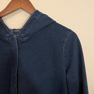 J. Jill Pure Jill Indigo-Dyed Cotton Stretch Hooded Jacket, Size M